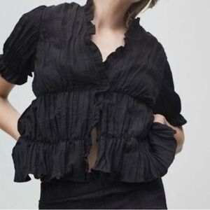 Zara Black Ruffled Blouse